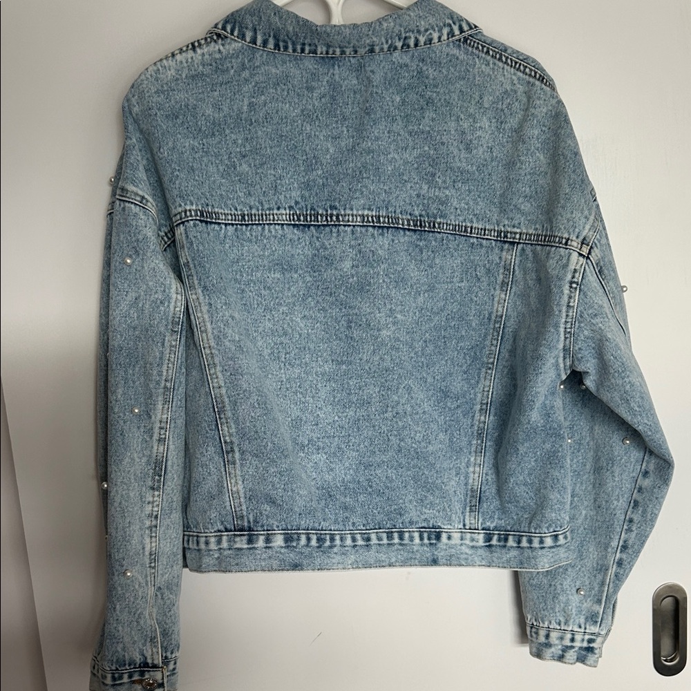 NWOT Denim Jacket with Pearl embellishments - Picture 5 of 5